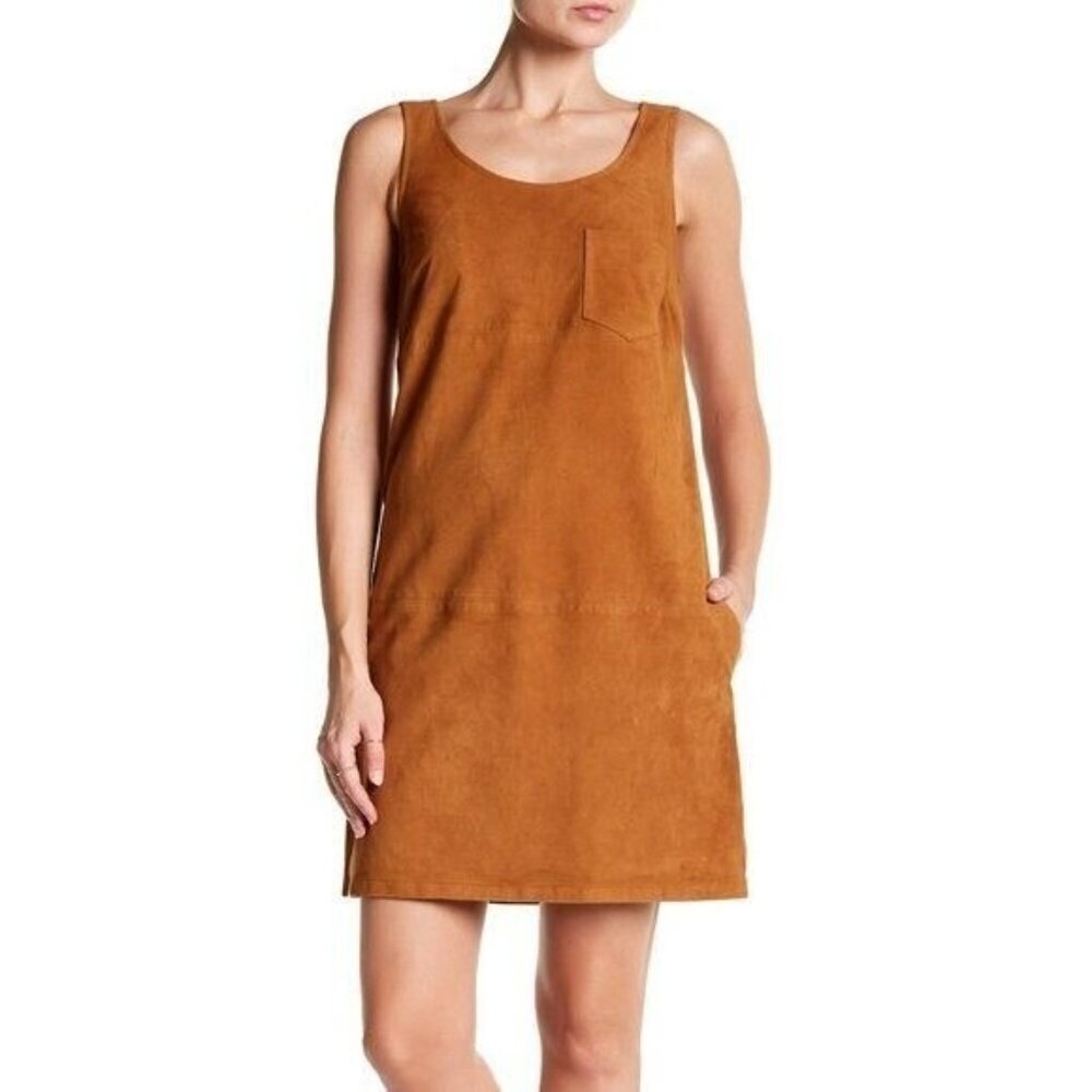 ATM Anthony Thomas Melillo Suede V-Neck Sleeveless Brown Mini Dress Size 2 - Picture 6 of 16